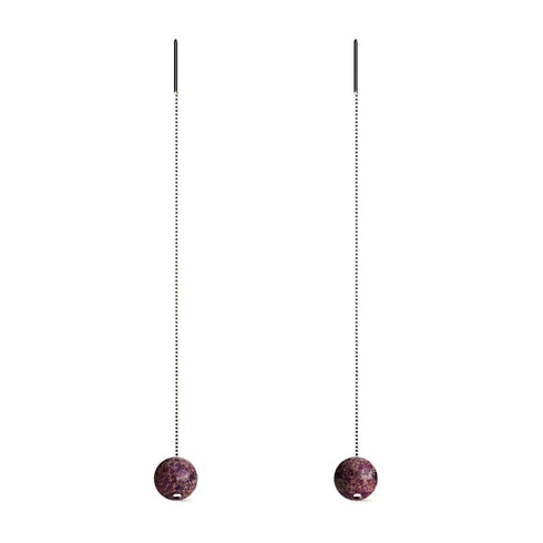 Purple Regalite | .925 Sterling Silver | Gemstone Chain Drop Threader Earrings